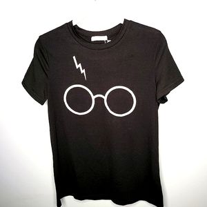 Women's Casual Glasses Scar Print Tee Graphic Short Sleeve Harry Potter
